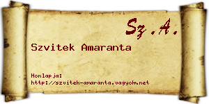 Szvitek Amaranta névjegykártya